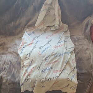 Champion Gray Hoodie with Multicolor Logo Youth Large